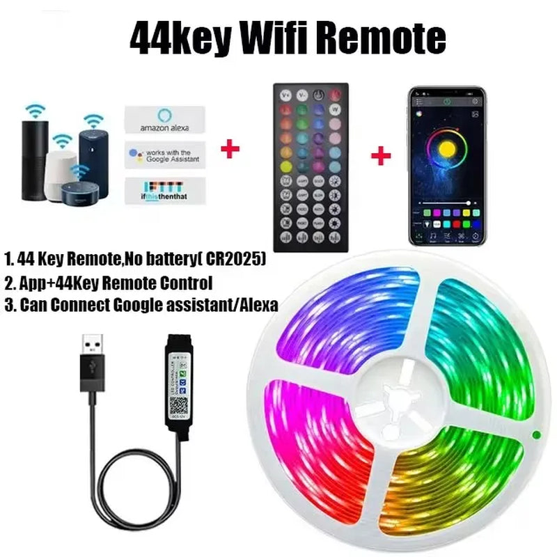 RGB LED Wall Strip Light Smart USB 5050 5V Bluetooth Music Sync Flexible Tape Diode Ribbon TV Backlight APP Control Room Decor