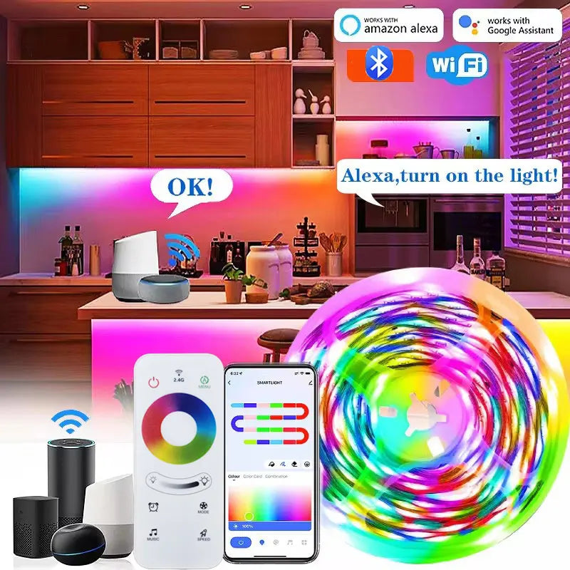 RGB LED Wall Strip Light Smart USB 5050 5V Bluetooth Music Sync Flexible Tape Diode Ribbon TV Backlight APP Control Room Decor