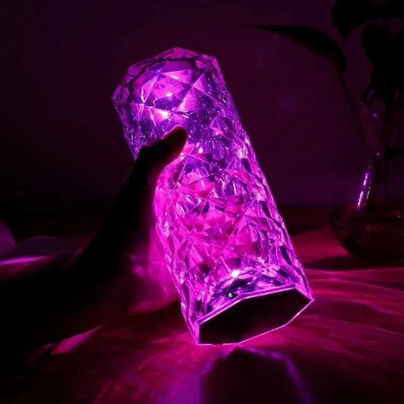 Rechargeable 16 Colors RGB Rose LED Night Light Color Changing Crystal Touch Table Lamp for Bedroom Nightstand Christmas Decor