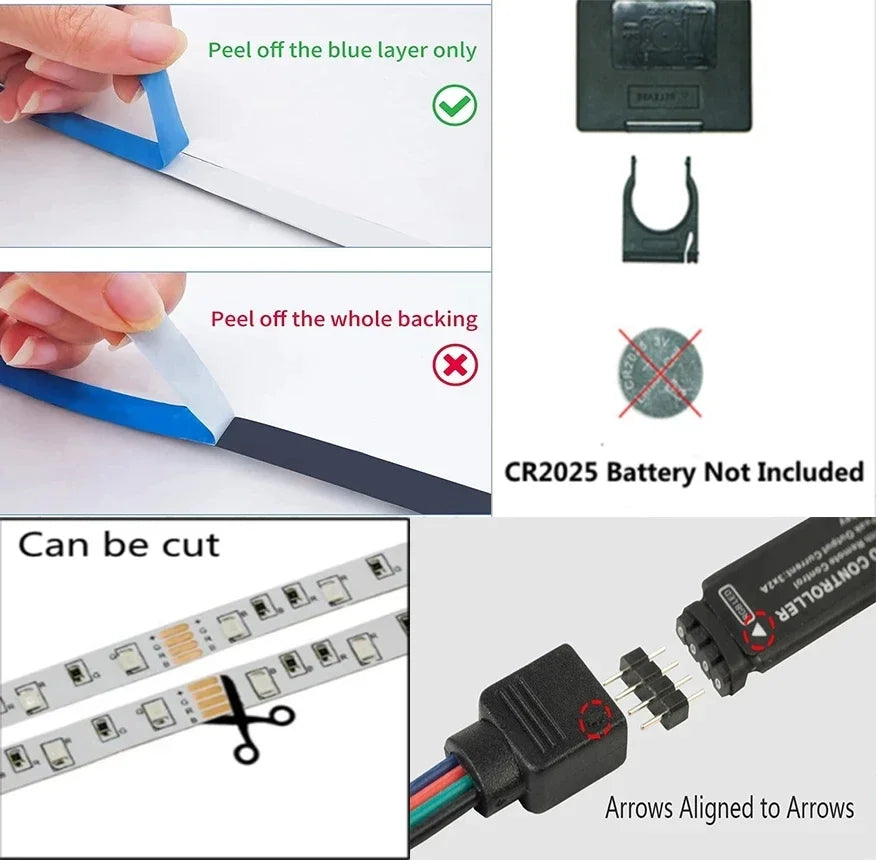 RGB LED Wall Strip Light Smart USB 5050 5V Bluetooth Music Sync Flexible Tape Diode Ribbon TV Backlight APP Control Room Decor
