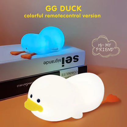 1Pc Doudou Duck Night Light Children'S Gift Soft Light Eye Care USB Charging Timing Automatic Clap Silicone Lamp